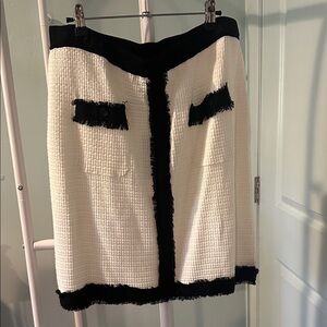 Adrianna Papell Black and Cream Tweed Pencil Skirt